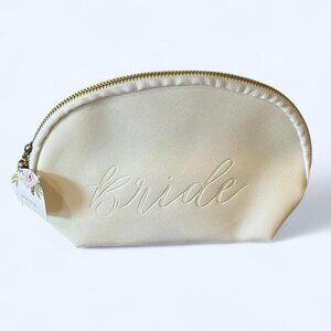 Bride white cosmetic makeup bag or clutch New with tags tassel zipper